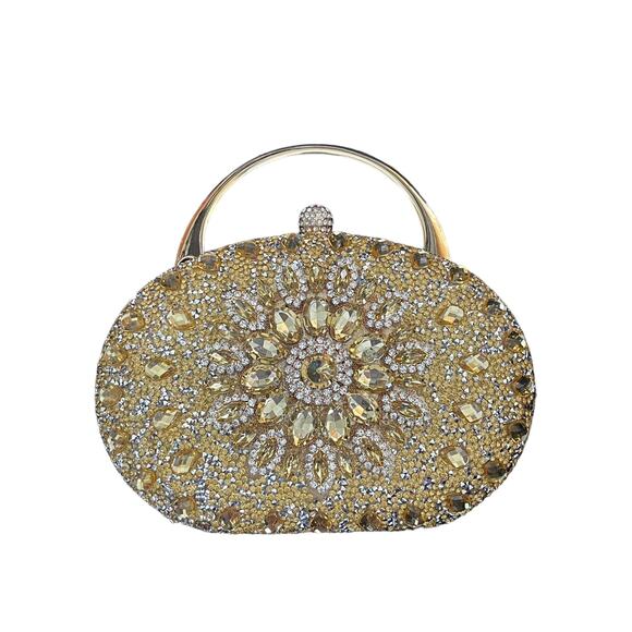 RAMLA Gold Crystal Embellished Formal Convertible Clutch Crossbody Bag - NEW - Picture 5 of 8